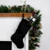 Northlight Sable Faux Fur Christmas Stocking With Pom Poms - 20.5" - Black