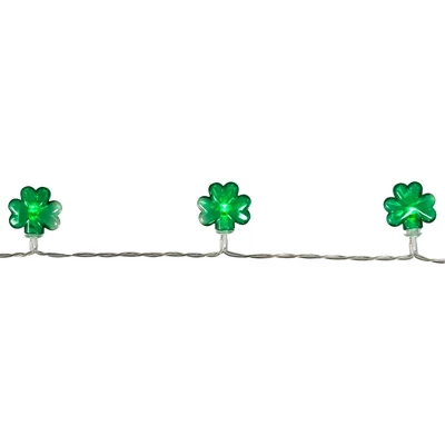 Northlight LED St Patrick's Day Shamrock String Lights With Timer - Green - 5.5' Clear Wire - 20ct - Image 4