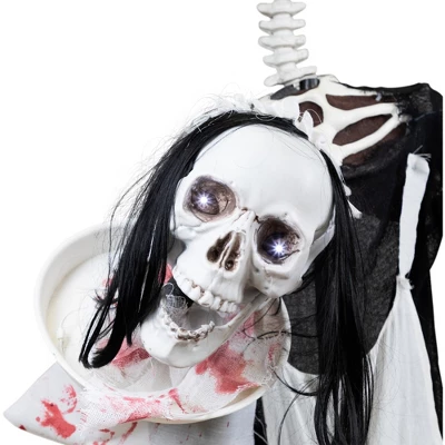 Northlight LED Lighted And Animated Skeleton Maid Head-in-Hand Halloween Figure - 57" - Image 5