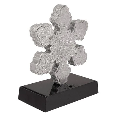 Northlight LED Lighted Glittered Snowflake Christmas Stocking Holder - 7" - Silver Finish - Image 3