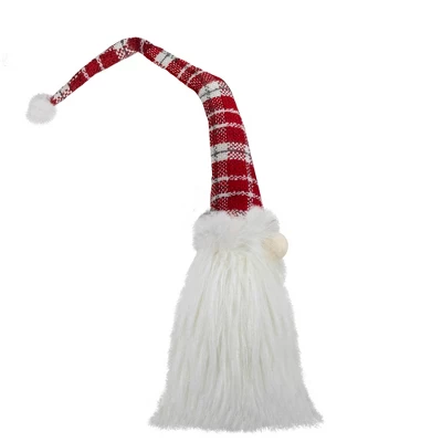 Northlight Plaid Hat Santa Claus Gnome Christmas Decoration - 29.5" - Red And White - Image 2