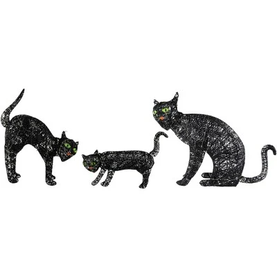 Northlight LED Lighted Black Cat Family Outdoor Halloween Decorations - 27.5" - Set Of 3 - Image 3