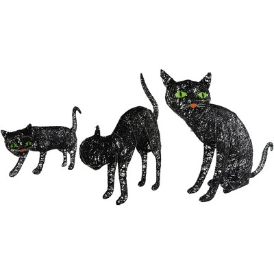 Northlight LED Lighted Black Cat Family Outdoor Halloween Decorations - 27.5" - Set Of 3 - Image 5