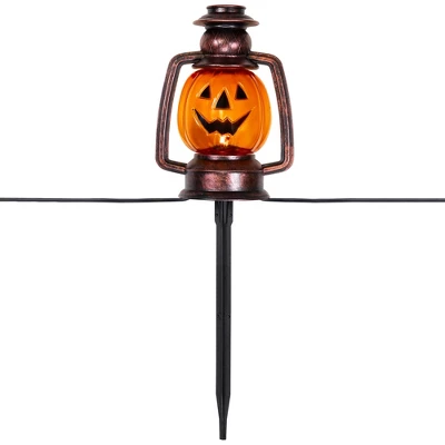 Northlight 16.5" Halloween Flickering Pumpkin Lantern Pathway Markers 3ct - Orange/Black - Image 6