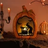 Northlight Witch Stirring Flickering Cauldron Scene Inside Pumpkin Halloween Decoration - 13" - LED Orange Light