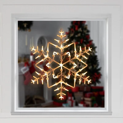 Northlight 16" White Lighted Snowflake Christmas Window Silhouette - Image 2