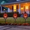 Northlight 16.5" Halloween Flickering Pumpkin Lantern Pathway Markers 3ct - Orange/Black