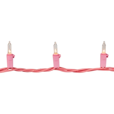 Northlight 50-Count Clear Mini Christmas Light Set - 10' Pink Wire - Image 4