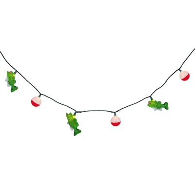 Northlight Bass And Bobber Patio Light Set - 6' Green Wire - 10ct - Image 3