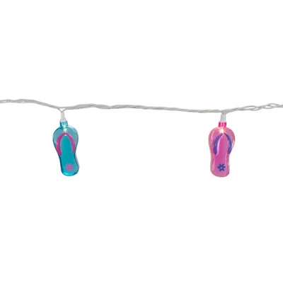 Northlight 10 Ct Multi Color Flip Flops String Light Set - 7.25' White Wire - Image 5