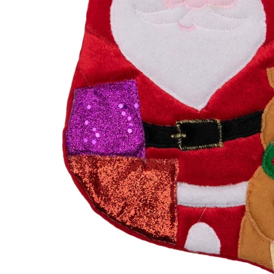 Northlight 20.5" Red And White Glittered Santa Claus And Reindeer Christmas Stocking - Image 6