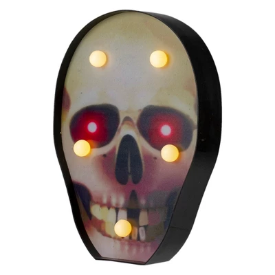 Northlight Lighted Skull Halloween Decoration - 7" - Warm White Lights - Black And Red - Image 3