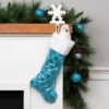 Northlight 20.5" Ice Palace Blue Sequin Snowflake Christmas Stocking With White Faux Fur Cuff