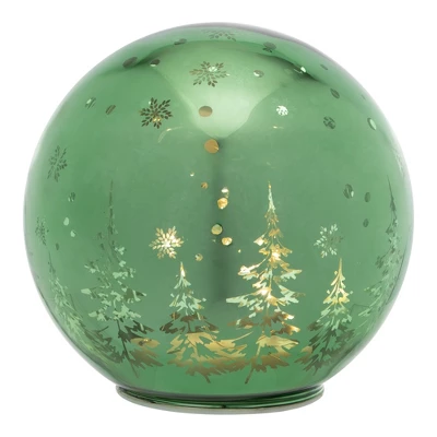Northlight LED Lighted Pine Trees And Snowflakes Glass Globe Christmas Decoration - 6" - Image 4