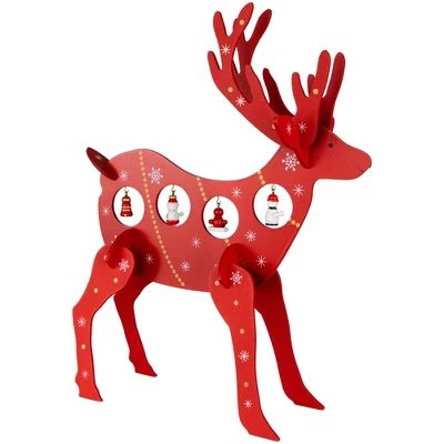 Northlight Reindeer Cut-Out Ornament Holder Christmas Decoration - 13.25" - Red And White - Image 3