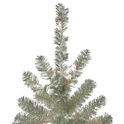 Northlight 9' Pre-Lit Artificial Christmas Tree Metallic Sheer Champagne Tinsel - Clear Lights - Image 3