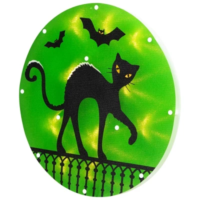 Northlight Lighted Black Cat With Bats Halloween Window Decoration - 13.75" - Image 3