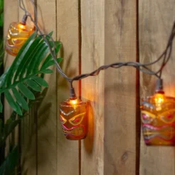 Northlight 10-Count Brown Tiki Mask Patio String Lights - 7.25 Ft Brown Wire