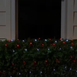 Northlight 4' X 6' Red And White Micro LED Net Style Christmas Lights, Brown Wire