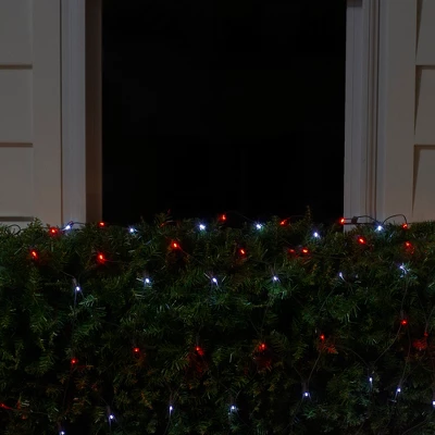 Northlight 4' X 6' Red And White Micro LED Net Style Christmas Lights, Brown Wire