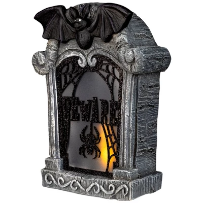 Northlight Lighted Flickering Beware Gravestone Halloween Decoration - 13.5" - LED Orange Light - Image 3