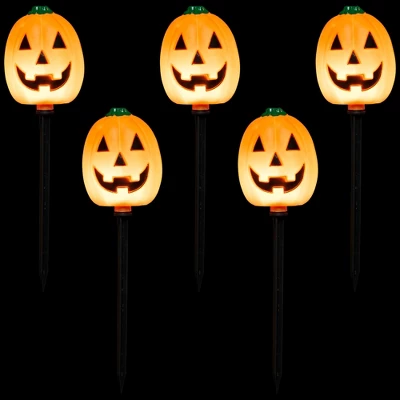 Northlight Lighted Jack-O-Lantern Halloween Outdoor Pathway Markers - 24" - Orange - Set Of 5 - Image 2