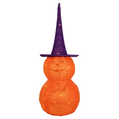 Northlight 30" Pop Up Lighted Tinsel Stacked Jack-O-Lanterns Halloween Decoration - Image 3