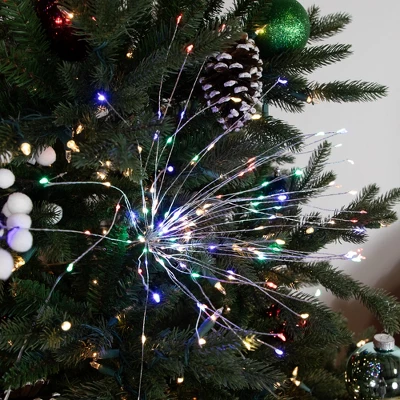 Northlight 20" LED Lighted Firework Silver Branch Christmas Decoration - Multi-Color Lights