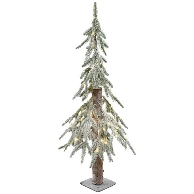 Northlight Pre-Lit Flocked Battery Operated Alpine Artificial Christmas Tree - 3' - Clear LED Lights - Image 8