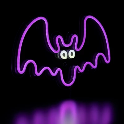 Northlight LED Bat Neon Lighted Halloween Wall Or Window Decoration - 15" - Purple - Image 4