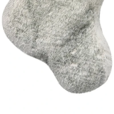 Northlight Silver Fox Faux Fur Christmas Stocking With Pom Poms - 20.5" - Image 3