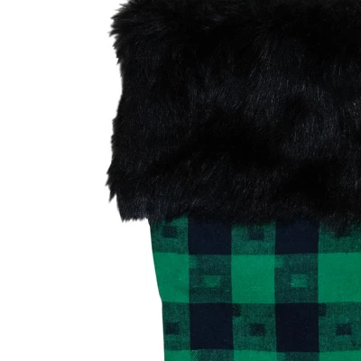 Northlight 20" Green And Black Plaid Christmas Stocking - Image 2