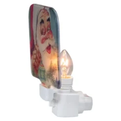 Northlight 4" Red And Blue Santa Glass Christmas Night Light