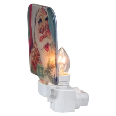 Northlight 4" Red And Blue Santa Glass Christmas Night Light