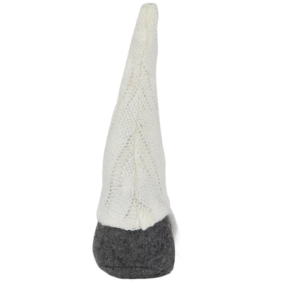 Northlight Gnome With Cable Knit Hat Christmas Decoration - 8" - Gray And White - Image 4