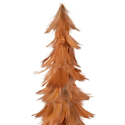 Northlight Small Layered Feather Cone Tree Glittered Christmas Decoration - 16" - Rust Orange - Image 2