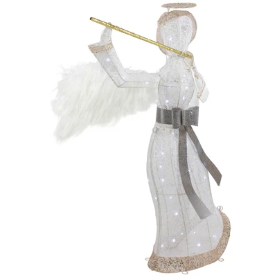 Northlight 36" LED Lighted Lace Angel With Flute Outdoor Christmas Decoration - Image 4