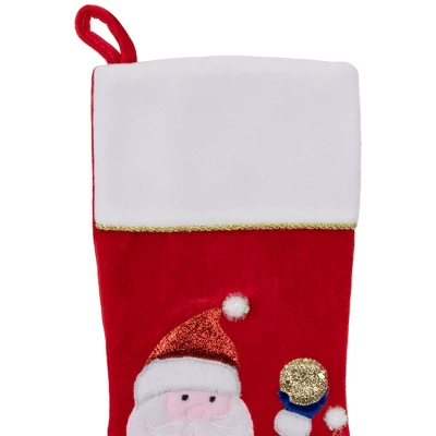 Northlight 20.5" Red And White Glittered Santa Claus And Reindeer Christmas Stocking - Image 2