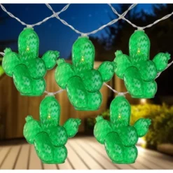 Northlight LED Prickly Pear Cactus Indoor Outdoor Patio String Light Set - 4.5' Clear Wire - 10ct