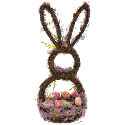 Northlight Floral Grapevine Bunny Shaped Easter Basket Decoration - 21" - Image 5