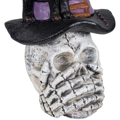 Northlight Skull In Witch Hat With Cat Halloween Decoration - 22.75" - Image 7