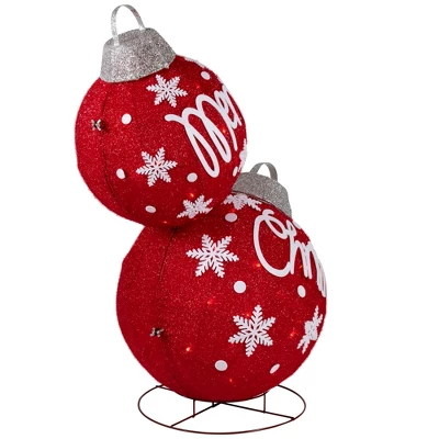 Northlight Lighted Stacked Ornament Balls Outdoor Christmas Decoration - 35" - Warm White LED - Image 3