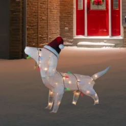 Northlight LED Lighted Dachshund Dog In Santa Hat Outdoor Christmas Decoration - 32" - Multicolor