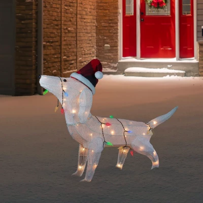 Northlight LED Lighted Dachshund Dog In Santa Hat Outdoor Christmas Decoration - 32" - Multicolor