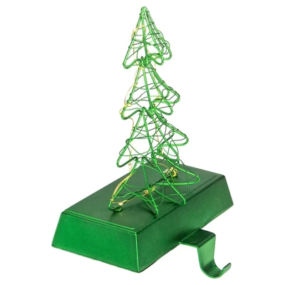 Northlight 8" LED Lighted Green Wired Christmas Tree Stocking Holder - Image 2