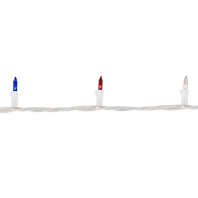 Northlight Patriotic Mini Christmas Light Set - 20' White Wire - 100ct - Image 2