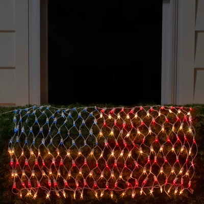 Northlight American Flag Mini Net Style Lights - 2' X 2.75' - Red, White And Blue - White Wire