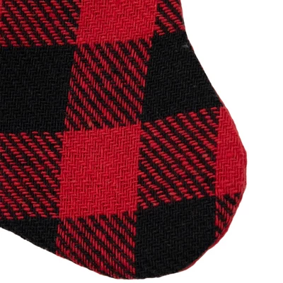 Northlight 7" Red And Black Plaid Print Christmas Stocking With Faux Fur Cuff - Image 4