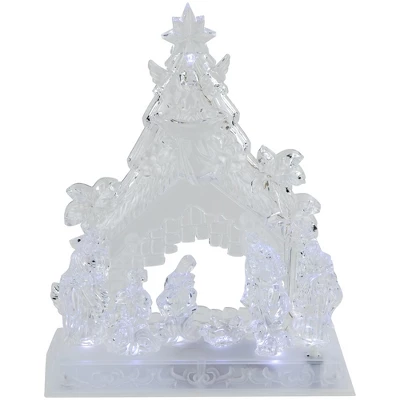 Northlight LED Lighted Nativity Scene In Stable Acrylic Christmas Decoration - 10.75"