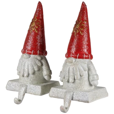 Northlight Glittered Gnome Christmas Stocking Holders - 8.25" - Set Of 2 - Image 4